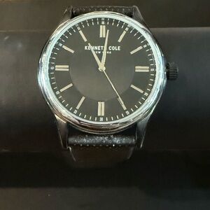Kenneth Cole Black Dial Watch with Leather Strap